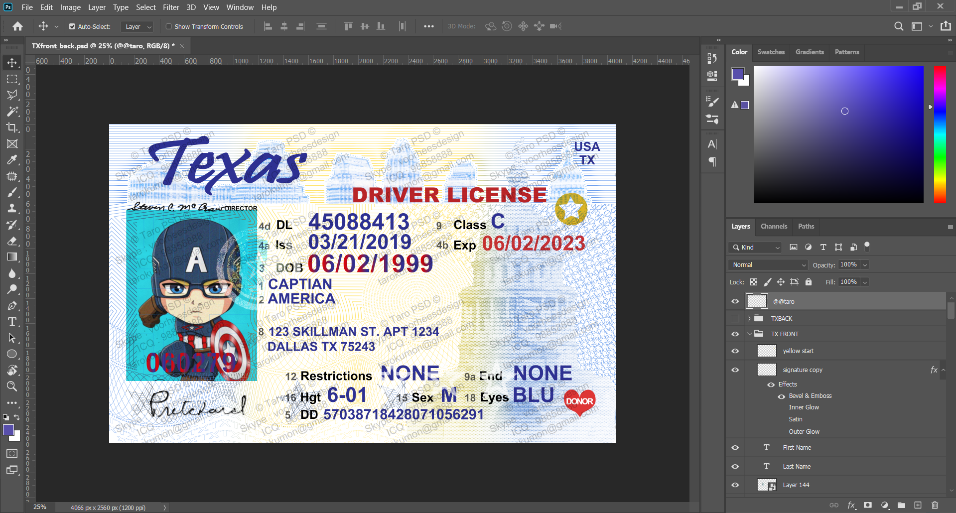 drivers license template editable word